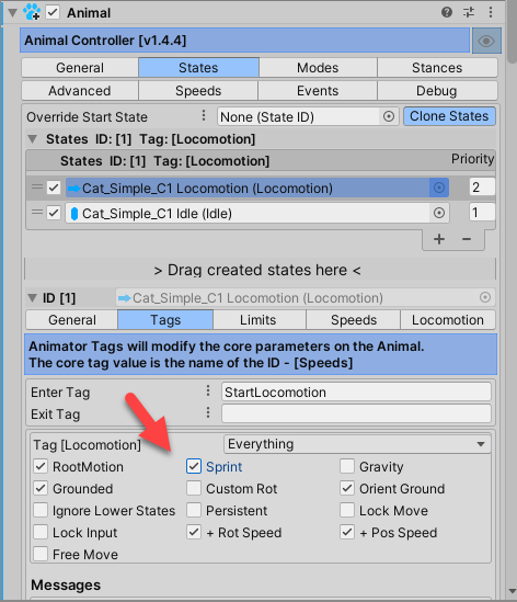 Animal controller tags for sprint