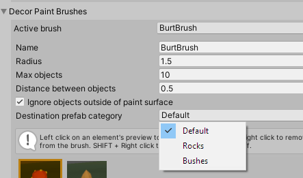 Destination category elements