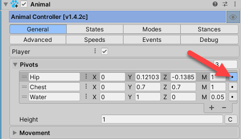 Editing pivot points