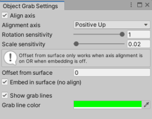 Grab settings deets