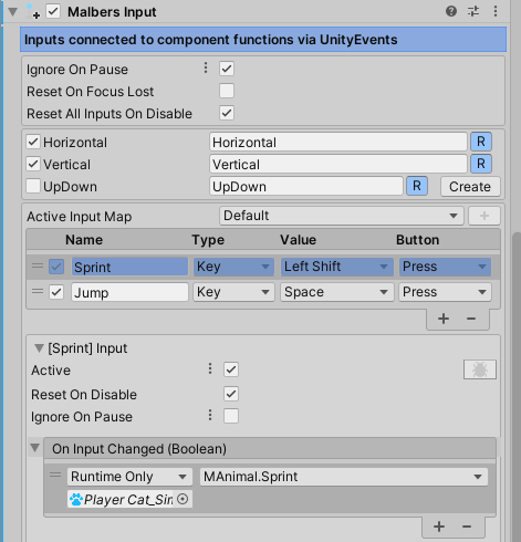Input for sprint event