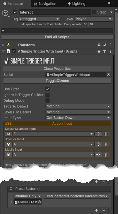 Interact InVector game object