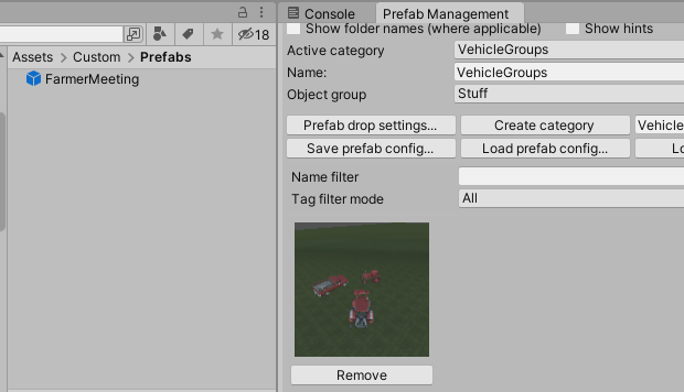 Reusable prefab created