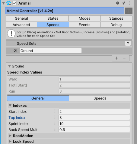 Speed general tab