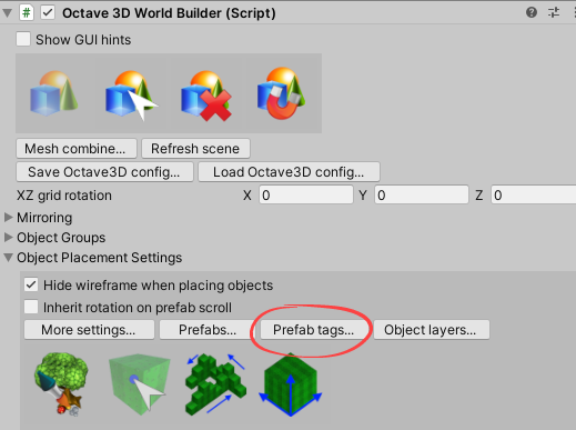 Tags button