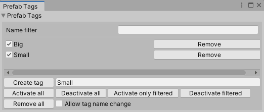 Tags window