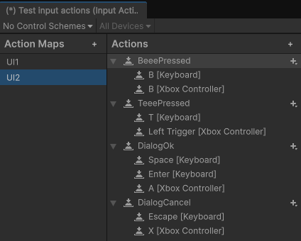 UI 2 action map